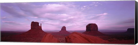 Framed Buttes at sunset, The Mittens, Merrick Butte, Monument Valley, Arizona, USA Print