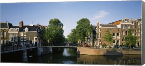 Framed Bridge across a canal, Amsterdam, Netherlands Print