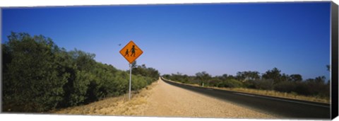 Framed Pedestrian Crossing sign at the roadside, Outback Highway, Australia Print