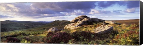 Framed Clouds over a landscape, Haytor Rocks, Dartmoor, Devon, England Print