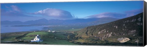 Framed High angle view of a cottage in a field near a bay, Allihies, County Cork, Munster, Republic of Ireland Print