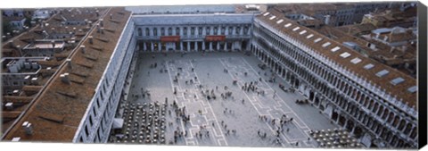 Framed High angle view of a town square, St. Mark&#39;s Square, St Mark&#39;s Campanile, Venice, Veneto, Italy Print