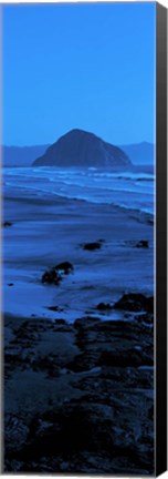 Framed Rock formations on the beach, Morro Rock, Morro Bay, California, USA Print