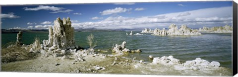 Framed Tufa rock formations at the lakeside, Mono Lake, California, USA Print