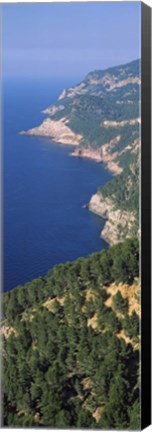 Framed High angle view of a coastline, Mirador De Ricardo Roca, Serra De Tramuntana, Majorca, Balearic Islands, Spain Print