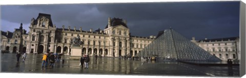 Framed Louvre Museum on a rainy day, Paris, France Print