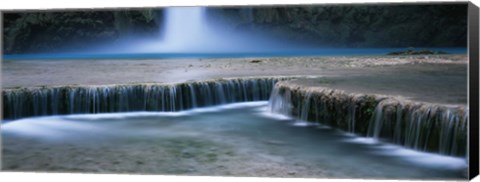 Framed Waterfall in a forest, Mooney Falls, Havasu Canyon, Havasupai Indian Reservation, Grand Canyon National Park, Arizona, USA Print