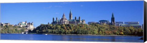 Framed Government building on a hill, Parliament Building, Parliament Hill, Ottawa, Ontario, Canada Print