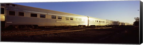 Framed Train moving on railroad tracks, Indian Pacific Train, Broken Hill, New South Wales, Australia Print