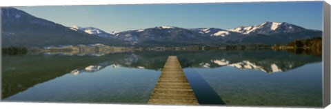 Framed Pier over on a lake, Wolfgangsee, St. Wolfgang, Salzkammergut, Upper Austria, Austria Print