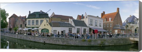 Framed Buildings at the waterfront, Bruges, West Flanders, Belgium Print