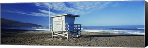 Framed Lifeguard hut on the beach, Torrance Beach, Torrance, Los Angeles County, California, USA Print