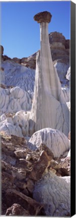 Framed Pinnacle formations on an arid landscape, Wahweap Hoodoos, Arizona, USA Print