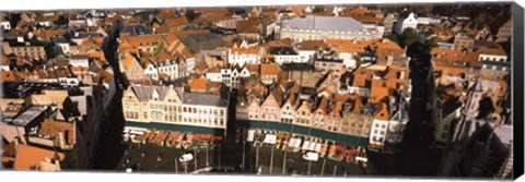 Framed Aerial view of a city, Bruges, West Flanders, Flemish Region, Belgium Print