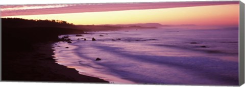 Framed Tide on the beach, California, USA Print