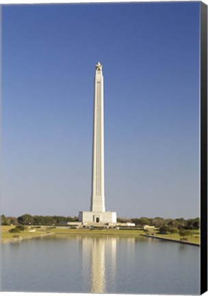 Framed Reflection of a monument in the pool, San Jacinto Monument, Texas, USA Print