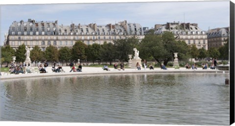 Framed Tourists in a garden, Jardin de Tuileries, Musee Du Louvre, Rue de Rivoli, Paris, Ile-de-France, France Print