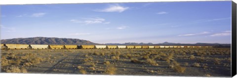 Framed Freight train in a desert, Trona, San Bernardino County, California, USA Print