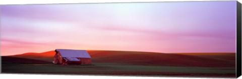 Framed Red Barn at Sunset, Washington State Print