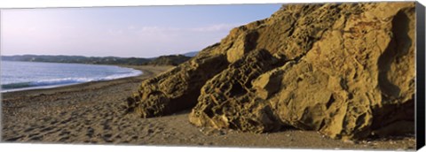 Framed Rock formations on the beach, Chios Island, Greece Print