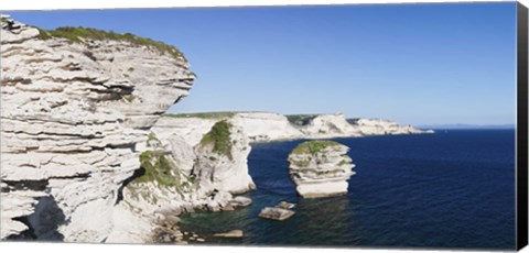 Framed Limestone cliffs on the coast, Grain De Sable, Bonifacio, Corsica, France Print