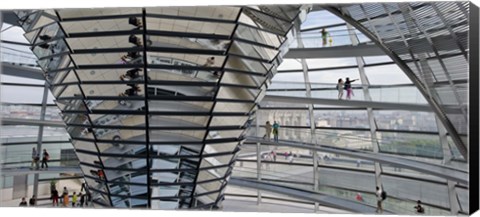 Framed Mirrored cone at the center of the dome, Reichstag Dome, The Reichstag, Berlin, Germany Print