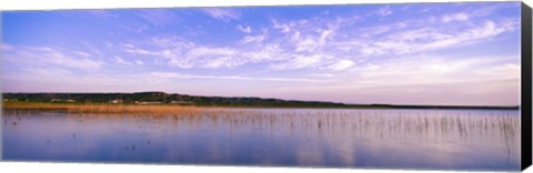 Framed Reflection of clouds in a lake, Elephant Butte Lake, New Mexico, USA Print