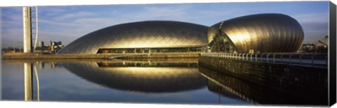 Framed Reflection of the Glasgow Science Centre in River Clyde, Glasgow, Scotland Print