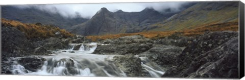 Framed Water falling from rocks, Sgurr a&#39; Mhaim, Glen Brittle, Isle of Skye, Scotland Print