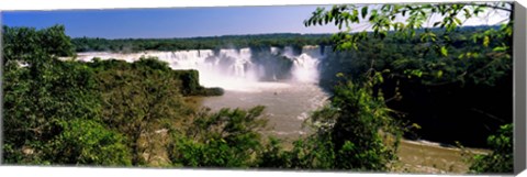 Framed Floodwaters cascading into the river at Iguacu Falls, Brazil Print