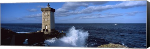 Framed Lighthouse on the coast, Kermorvan Lighthouse, Le Conquet, Finistere, Brittany, France Print