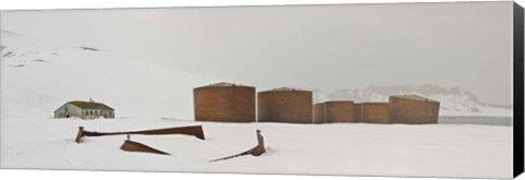 Framed Abandoned British bases at Whalers Bay, Deception Island, Bransfield Strait, South Shetland Islands, Antarctic Peninsula Print