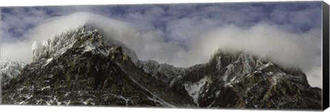 Framed Clouds over Snowcapped mountain range, Paine Massif, Torres del Paine National Park, Magallanes Region, Patagonia, Chile Print