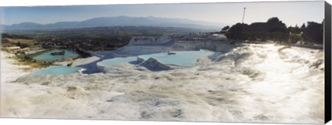 Framed Hot springs and Travertine Pool with Cloudy Sky, Pamukkale, Turkey Print