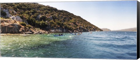 Framed People kayaking in the Mediterranean sea, Sunken City, Kekova, Antalya Province, Turkey Print