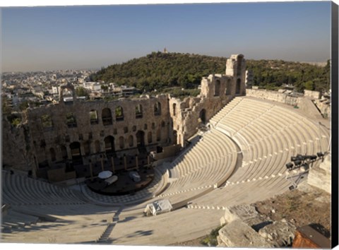 Framed High angle view of an amphitheater, Odeon of Herodes Atticus, Acropolis, Athens, Attica, Greece Print