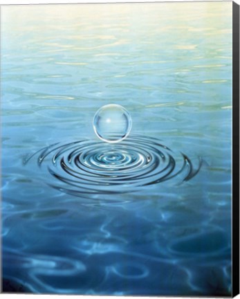 Framed Clear bubble floating above water ripples in choppy water Print