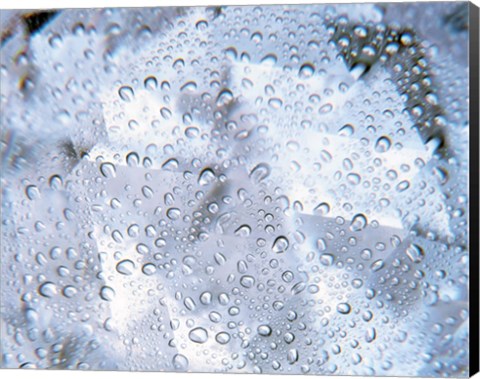 Framed Kaleidoscopic pattern in purple, lavender and white with water droplets Print