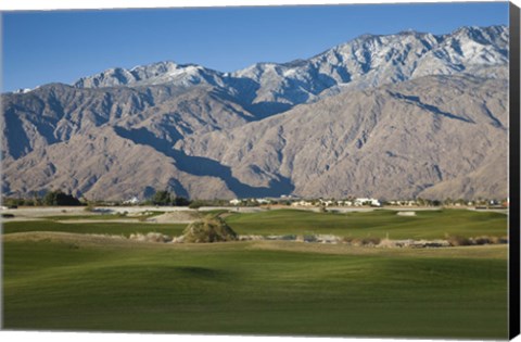 Framed Golf course with mountain range, Desert Princess Country Club, Palm Springs, Riverside County, California, USA Print