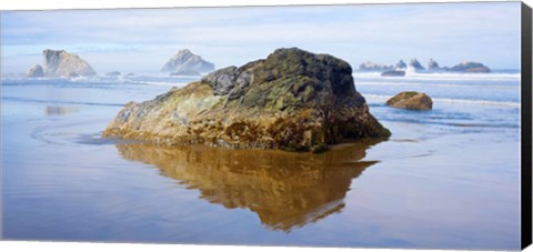 Framed Rock formations in the sea, Bandon, Oregon, USA Print