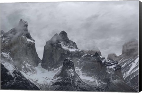 Framed Clouds over snowcapped mountains, Torres del Paine National Park, Magallanes Region, Patagonia, Chile Print