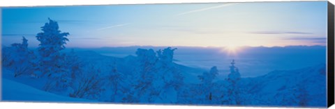 Framed Yokoteyama at sunrise Shiga Kogen Nagano Japan Print