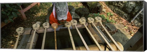 Framed Water ladles in a shrine, Fushimi Inari-Taisha, Fushimi Ward, Kyoto, Kyoto Prefecture, Kinki Region, Honshu, Japan Print