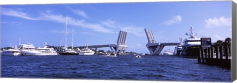 Framed Bridge across a canal, Atlantic Intracoastal Waterway, Fort Lauderdale, Broward County, Florida, USA Print