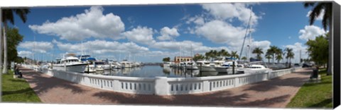 Framed Park at the riverside, Twin Dolphin Marina, Manatee River, Bradenton, Manatee County, Florida Print