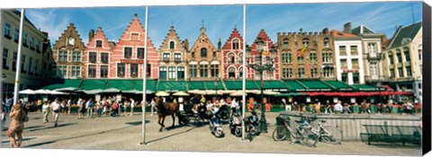 Framed Market at a town square, Bruges, West Flanders, Flemish Region, Belgium Print