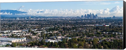 Framed City with mountain range in the background, Mid-Wilshire, Los Angeles, California, USA Print