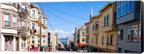 Framed Buildings in city with Bay Bridge and Transamerica Pyramid in the background, San Francisco, California, USA Print