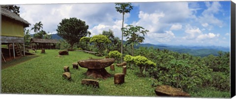 Framed Stone table with seats, Flores Island, Indonesia Print