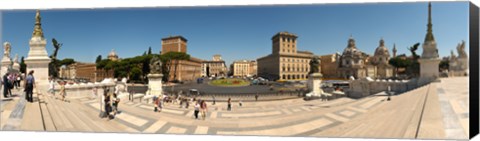 Framed Tourists at town square, Palazzo Venezia, Piazza Venezia, Rome, Lazio, Italy Print